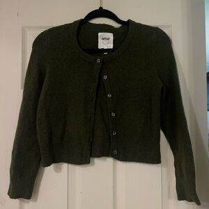 Aerie Cropped Button Up Sweater